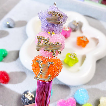 【BD01】ダイヤC/Ｌ/Ｄ付き砂糖ハート/多色/ダイヤビーズ/キラキラストーン/ビーズ/DIYボールペン用/手作り/ハンドメイド素材