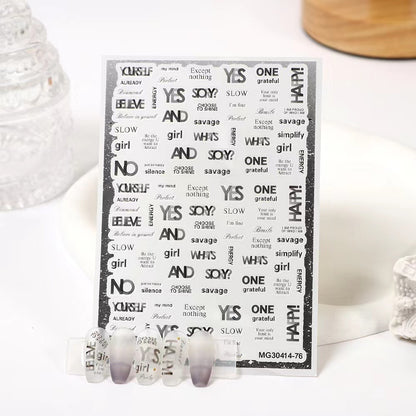 Yes or No/浮き彫りネイルシール/英語文字/アクリル用/DIY用