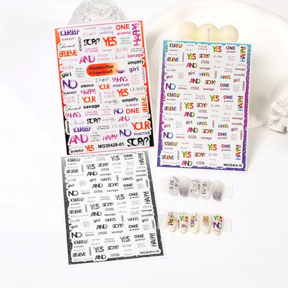 Yes or No/浮き彫りネイルシール/英語文字/アクリル用/DIY用