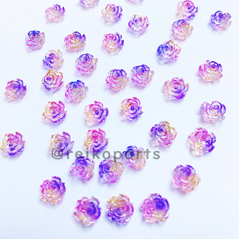 【N31】8mm/紫金バラ薔薇/透明花/デコパーツ/レジンパーツ/樹脂/卸売/大量注文可/仕入先/DIY/ホイップデコ