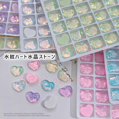 【GC03】色系が更新!!! 水波纹ダイヤハート/うるうるストーン/ネイルパーツ/ラインストーン/DIY/デコパーツ