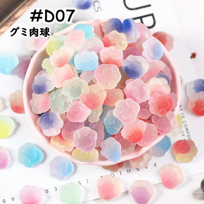 【D07】本日限定特価/グミ肉球/カラフル/DIY/ホイップデコパーツ/マホケース/ヘアピン用/デコパーツ