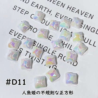 【D11】透明ハートちゃん/AB/DIY/ホイップデコパーツ/マホケース/ヘアピン用/デコパーツ