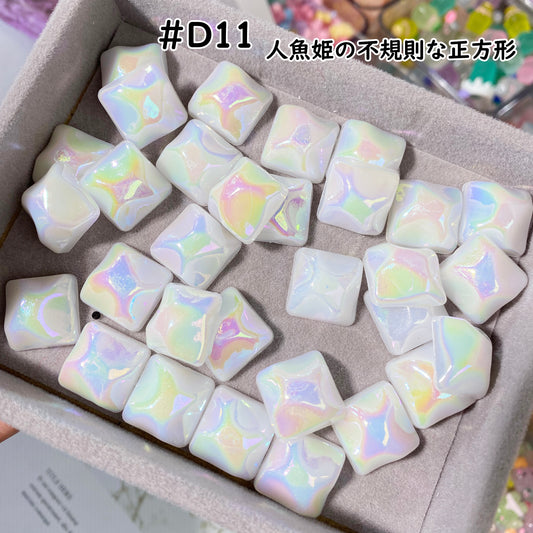 【D11】透明ハートちゃん/AB/DIY/ホイップデコパーツ/マホケース/ヘアピン用/デコパーツ