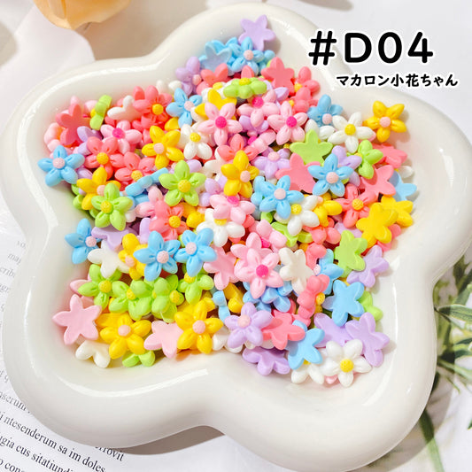 【D04】マカロン小花ちゃん/カラフル/可愛い/ネイルパーツ/DIY/スマホケース用/ヘアピン用/デコパーツ