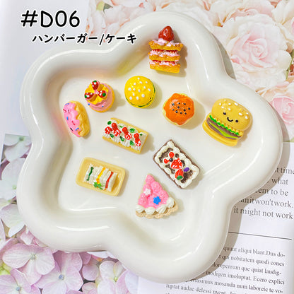 【D06】本日限定特価/食べ物系/ミクス/ハンバーガー/ケーキ/DIY/ホイップデコパーツ/マホケース/ヘアピン用/デコパーツ