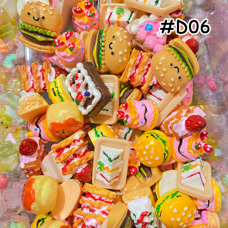 【D06】本日限定特価/食べ物系/ミクス/ハンバーガー/ケーキ/DIY/ホイップデコパーツ/マホケース/ヘアピン用/デコパーツ