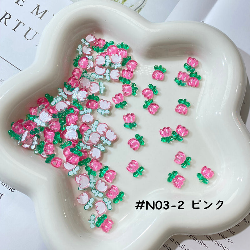 【N01】キラキラ3D蝶々/DIY/ネイル用/デコパーツ/可愛いパーツ/2色