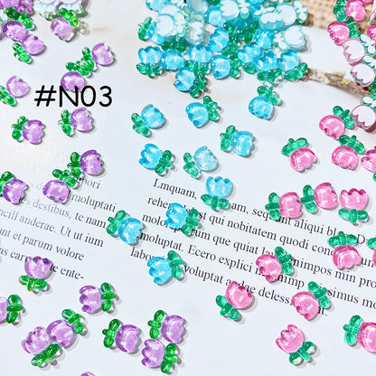 【N03】売り切れですが、またご購入欲しいならご連絡ください!!!クリアーチューリップ/めちゃくちゃ可愛い/透明/小花ちゃん/DIY/ネイル用/デコパーツ/可愛いパーツ/多色