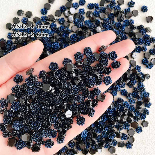 【N14】黒薔薇/お花/めちゃくちゃ可愛い/DIYパーツ/透明/スマホケースDIY/ネイル用/デコパーツ/可愛いパーツ/多色（副本）